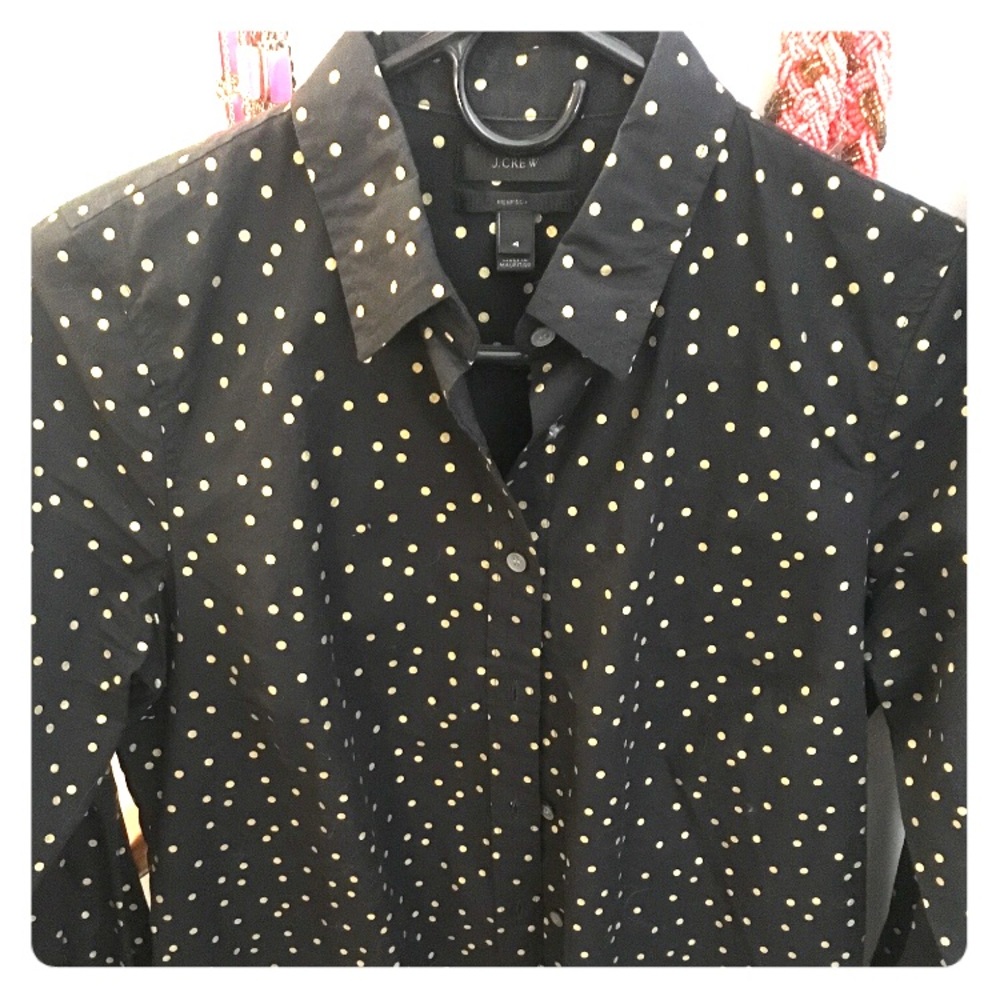 J.Crew Metallic Gold Polk a dot